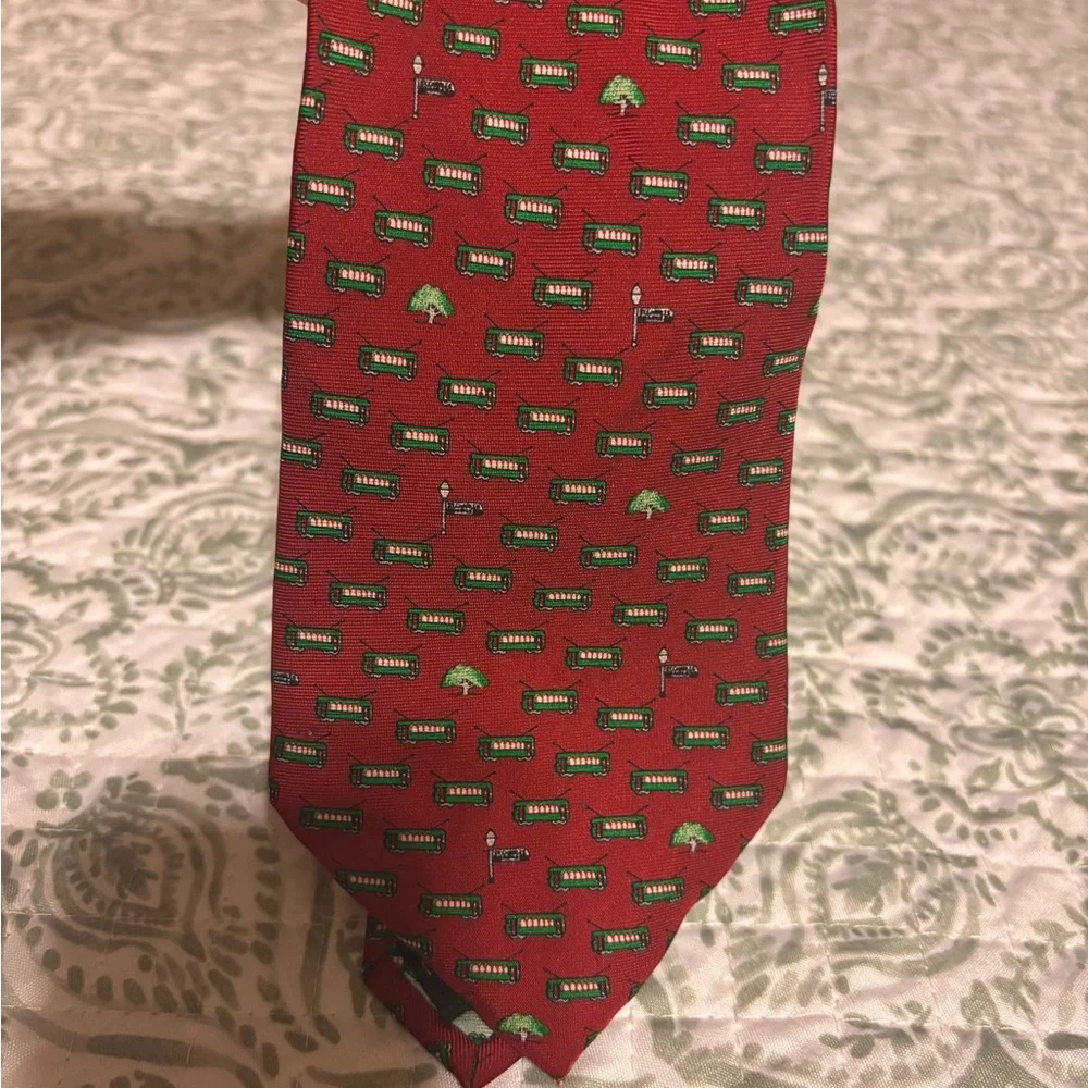 Nola couture Streetcar Raspberry Red men’s tie preowned - Picture 9 of 10